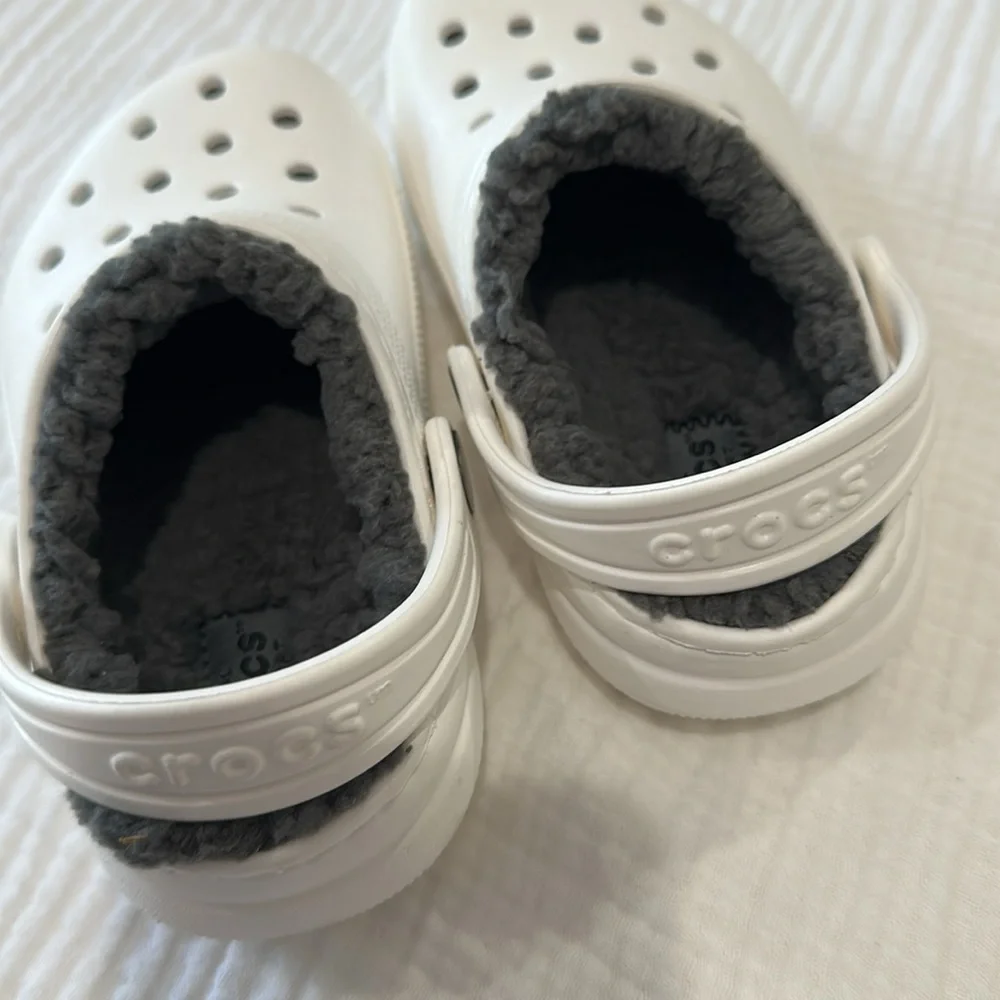 Kids White Clogs with Gray Lining